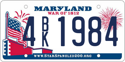 MD license plate 4BK1984