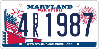 MD license plate 4BK1987