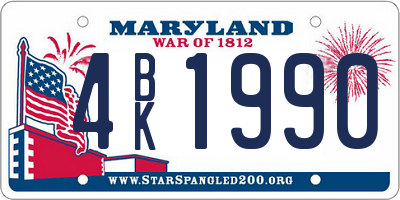 MD license plate 4BK1990