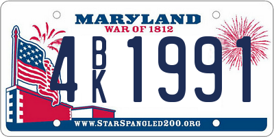MD license plate 4BK1991