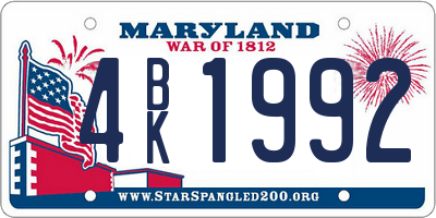 MD license plate 4BK1992
