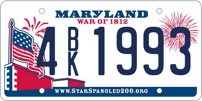 MD license plate 4BK1993