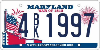 MD license plate 4BK1997