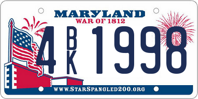 MD license plate 4BK1998
