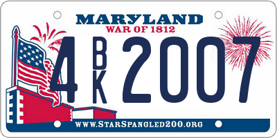 MD license plate 4BK2007