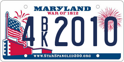 MD license plate 4BK2010