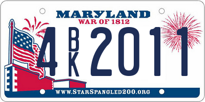 MD license plate 4BK2011