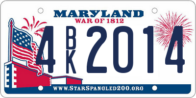 MD license plate 4BK2014