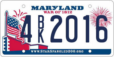 MD license plate 4BK2016