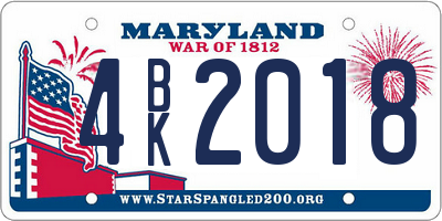 MD license plate 4BK2018