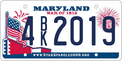 MD license plate 4BK2019