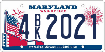 MD license plate 4BK2021