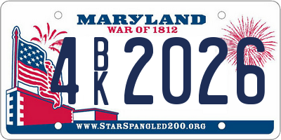 MD license plate 4BK2026