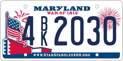 MD license plate 4BK2030