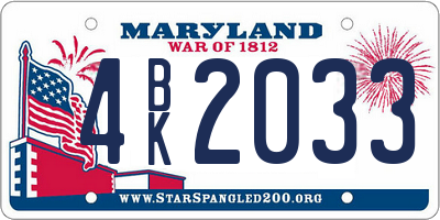 MD license plate 4BK2033