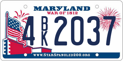 MD license plate 4BK2037