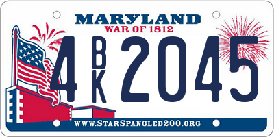 MD license plate 4BK2045