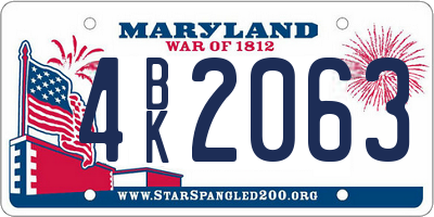 MD license plate 4BK2063