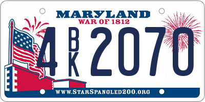 MD license plate 4BK2070