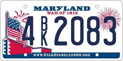 MD license plate 4BK2083