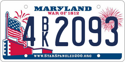 MD license plate 4BK2093
