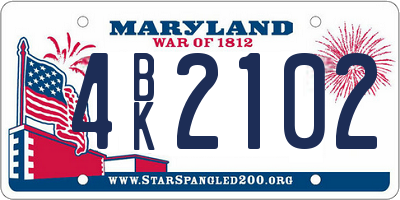 MD license plate 4BK2102