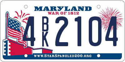 MD license plate 4BK2104