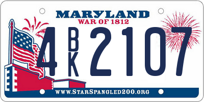MD license plate 4BK2107