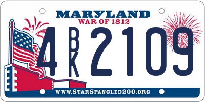 MD license plate 4BK2109