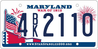 MD license plate 4BK2110