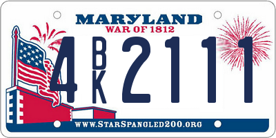MD license plate 4BK2111