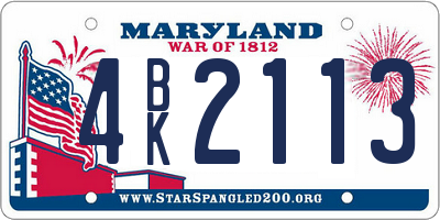 MD license plate 4BK2113