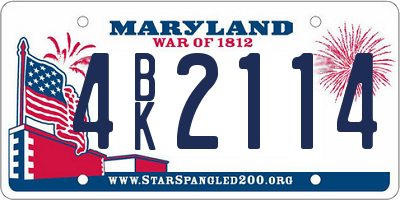 MD license plate 4BK2114