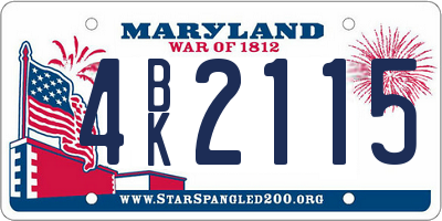 MD license plate 4BK2115