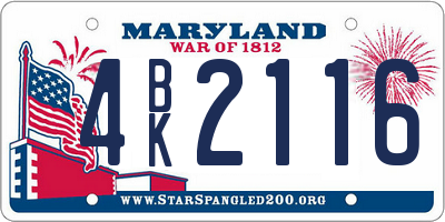 MD license plate 4BK2116