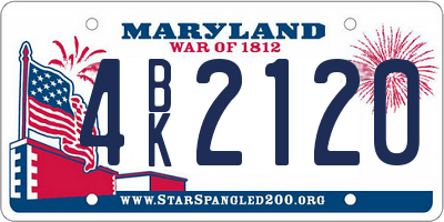 MD license plate 4BK2120