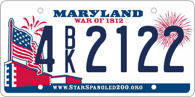 MD license plate 4BK2122