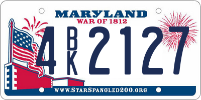 MD license plate 4BK2127