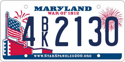 MD license plate 4BK2130