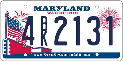 MD license plate 4BK2131