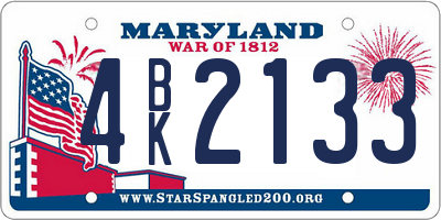 MD license plate 4BK2133