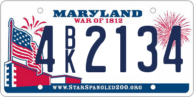 MD license plate 4BK2134
