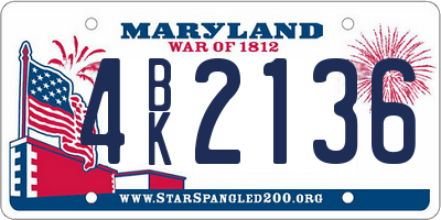 MD license plate 4BK2136
