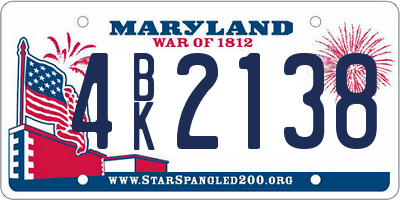 MD license plate 4BK2138
