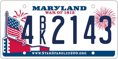 MD license plate 4BK2143