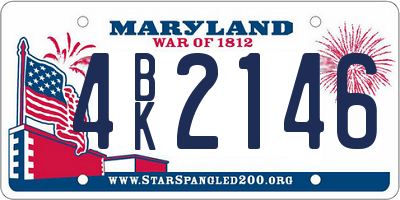 MD license plate 4BK2146