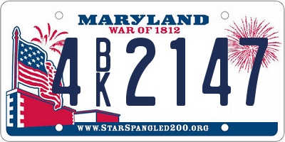 MD license plate 4BK2147