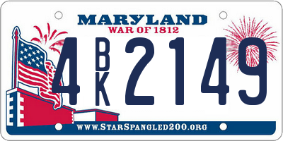 MD license plate 4BK2149