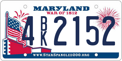 MD license plate 4BK2152