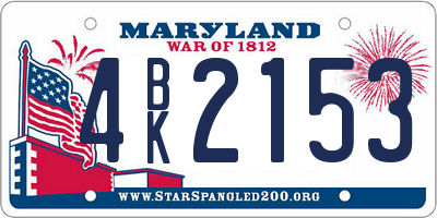 MD license plate 4BK2153